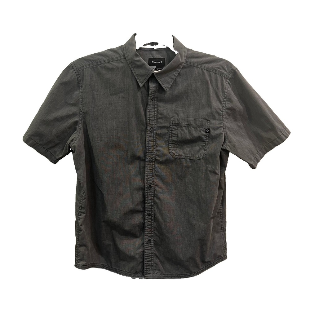 Marmot short Sleeve Shirt Mens Large Grey Button Down hiking outdoors